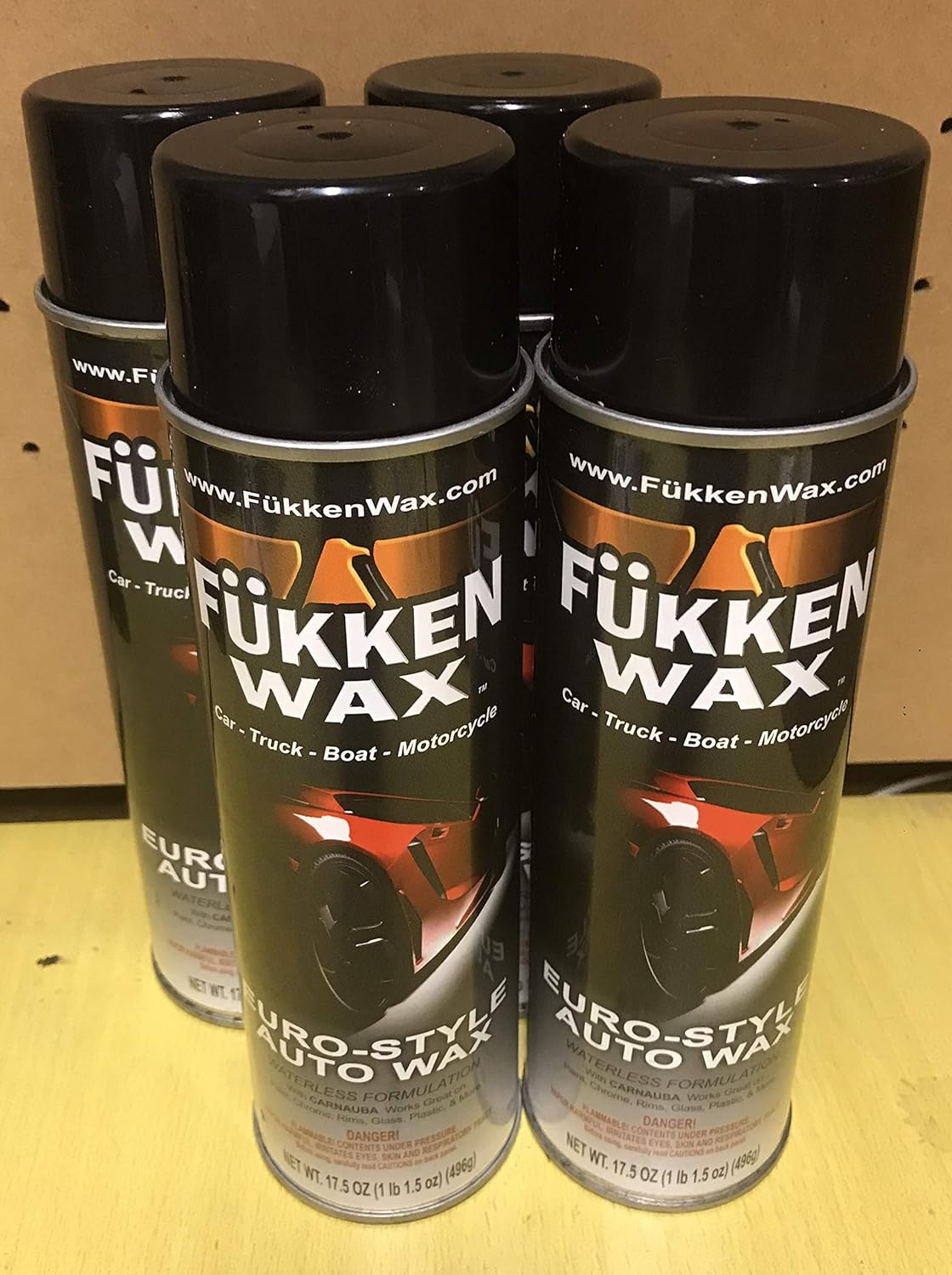 Fukken Wax Premium Spray-On Car Wax with Improved Formula. Big 17.05oz Aerosol Can Carnauba from Brazilian Palm. Get Brighter, Longer Lasting Shine (6 Cans)