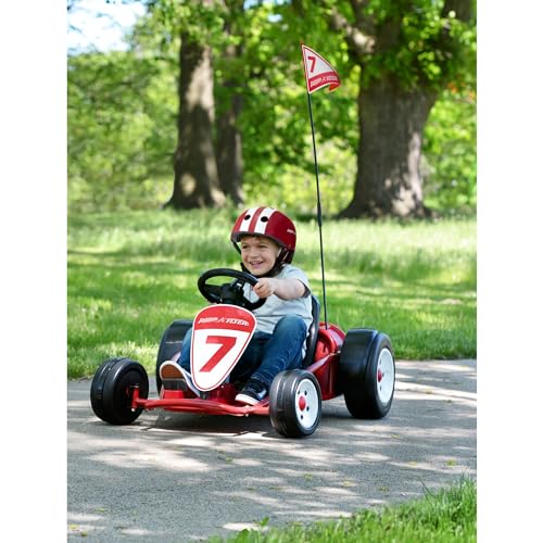 Radio Flyer 36V Battery-Powered Kids Electric Go-Kart with Adjustable Seat, Rubber Wheels, Grey