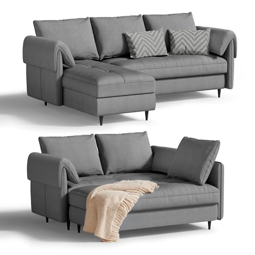 Small Sectional Couch with Storage - Convertible 3-Seater L-Shaped Sofa with Reversible Chaise for Living Room, Apartment, Small Spaces, Beige