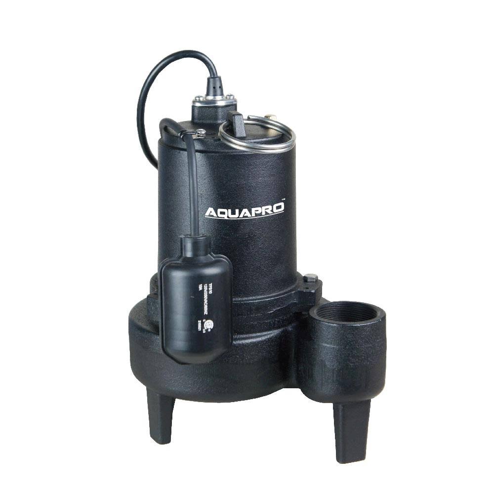 Aquapro Submersible Sewage Pump 1/2 HP Piggyback Tether Float Switch