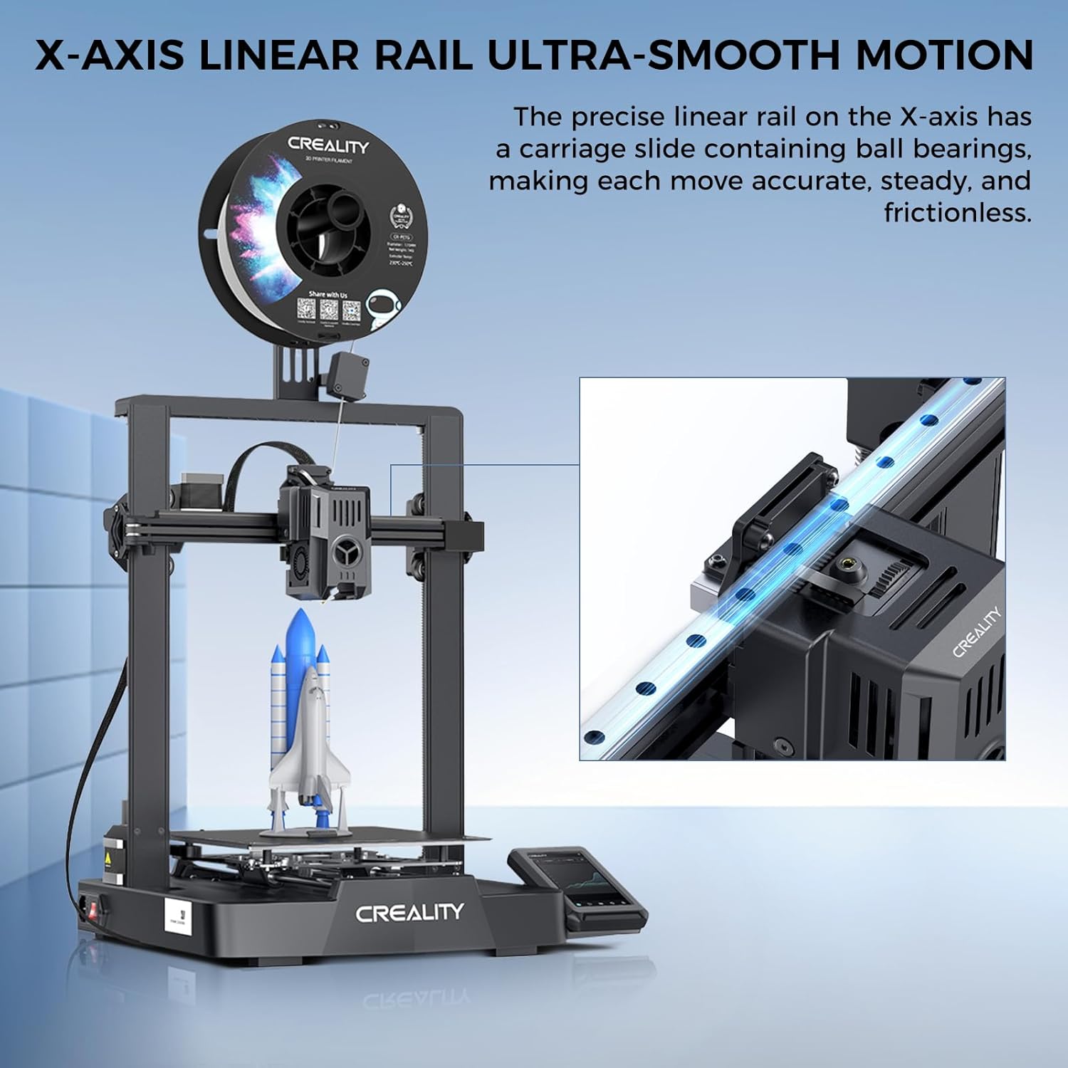 Creality Official Ender 3 V3 KE 3D Printer 500mm/s High-Speed Printing Self-Test Dual Z-axis Double Linear Shafts on Y-axis Superior Hotend Double Fans Cooling with Creality Hyper 3D Printer PLA White