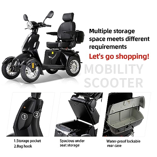 Mobility Scooters for Seniors & Adults Heavy Duty 4 Wheel Electric Powered Mobility Scooter 330lbs Capacity All Terrain Mobile Scooter Wheelchair Device for Travel w/Long Range Battery Remote Keys