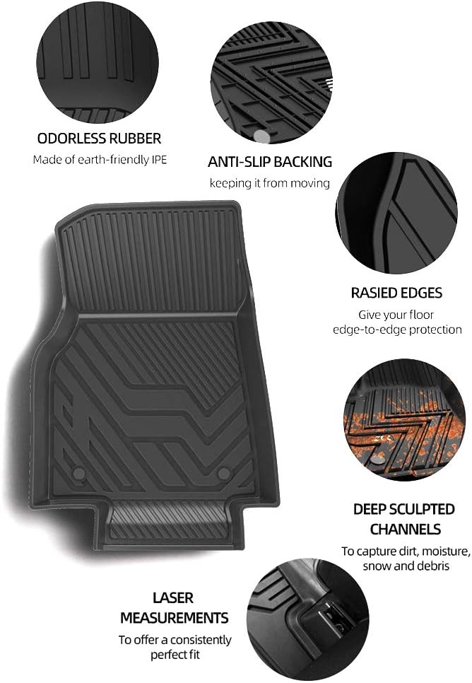 Cqlights Model Y Cargo Liner for Tesla Model Y 2020 2021 Trunk Liner Tray Heavy Duty Rubber Rear Cargo Area Mat Waterproof Protector Floor Mat Black