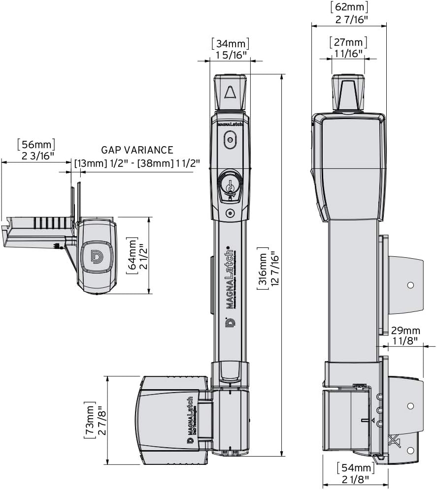 D&D Technologies ML3VPKA MagnaLatch Vertical Pull, Child & Pet Safety Magnetic Gate Latch and Lock, for Any Square Gate