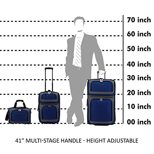 U.S. Traveler New Yorker Lightweight Softside Expandable Travel Rolling Luggage, Gray, 4-Piece Set (15/21/25/29)