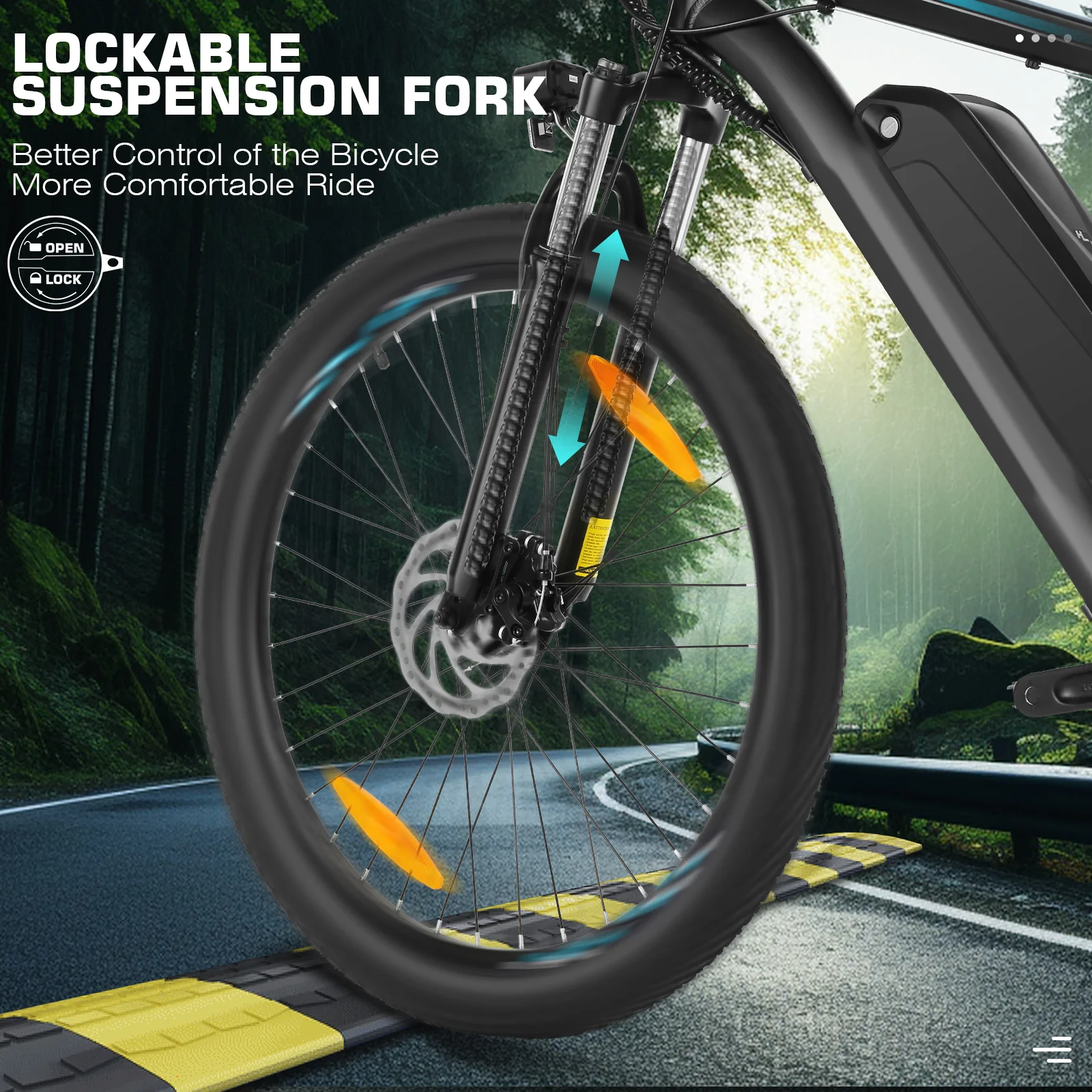 Electric Bike, Electric Bike for Adults 26" Ebike 500W Adult Electric Bicycle, 48V 10.4Ah 19.8MPH Electric Mountain Bike, Lockable Suspension Fork, Color LCD Display, Shimano 21 Speed