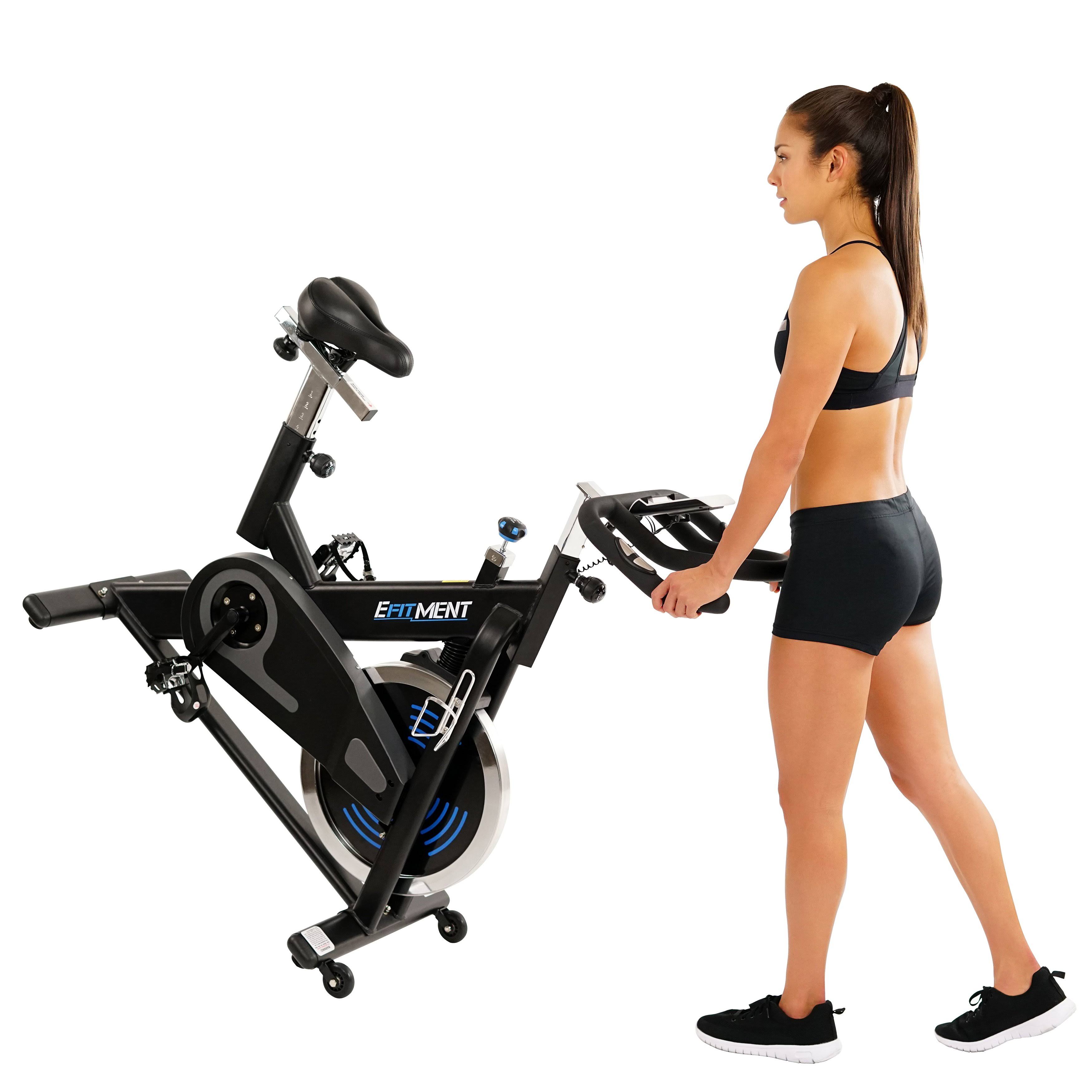 EFITMENT Indoor Cycle Bike, Magnetic Cycling Trainer Exercise Bike w/ 40 lb Flywheel, Belt Drive and LCD Monitor with Tablet Hol