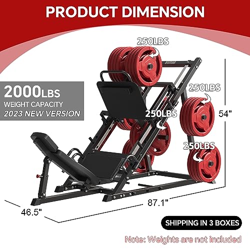 SPART Leg Press Machine with Calf Block, Professional Adjustable Leg Machine with Resistance Band Pegs and Plate Storages, Heavy Duty Workout Equipment for Leg Strength Training Home Gym