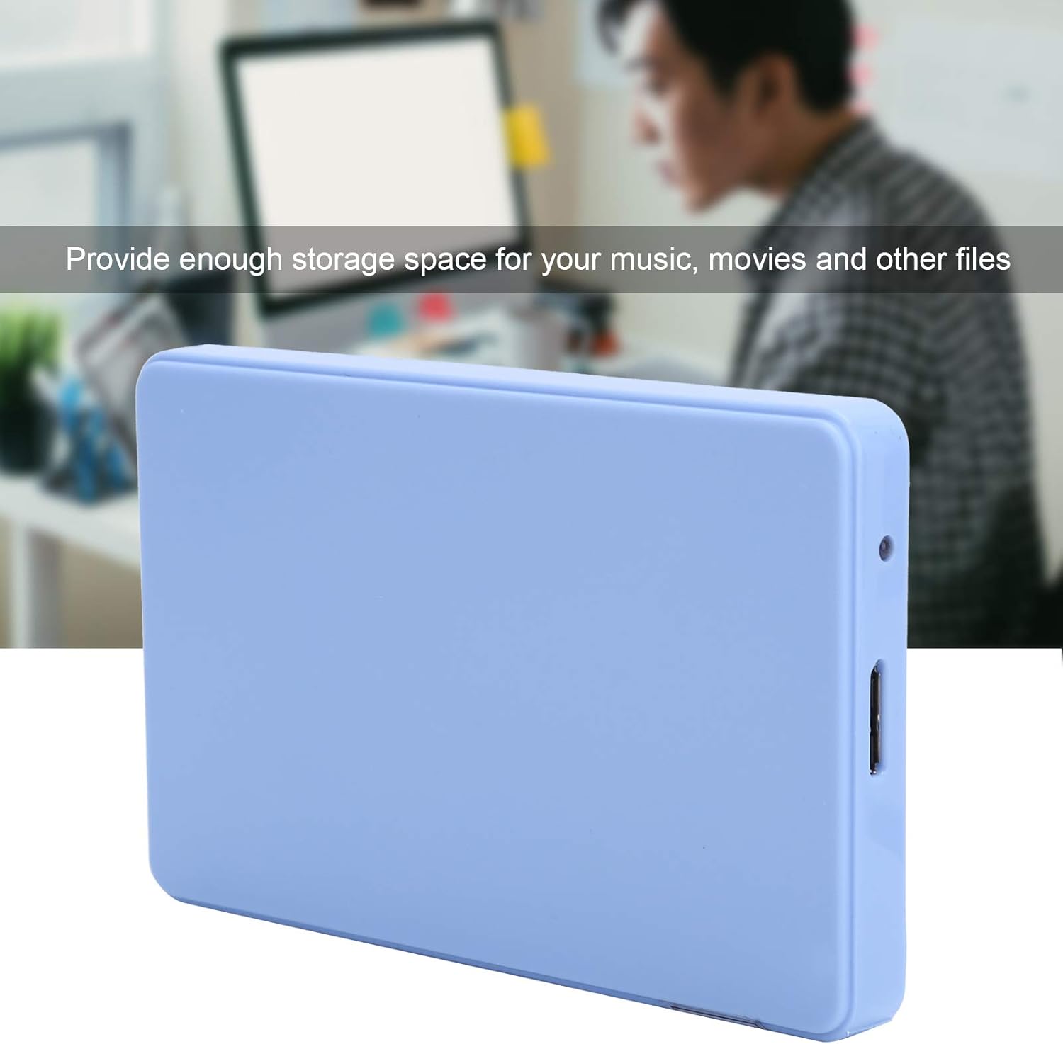 USB3.0 Mobile External Hard Drive for Computers, 2.5 Inch HDD High Speed Portable Hard Drive for Data Storage for PC Laptop and Monitors, Blue(2TB)