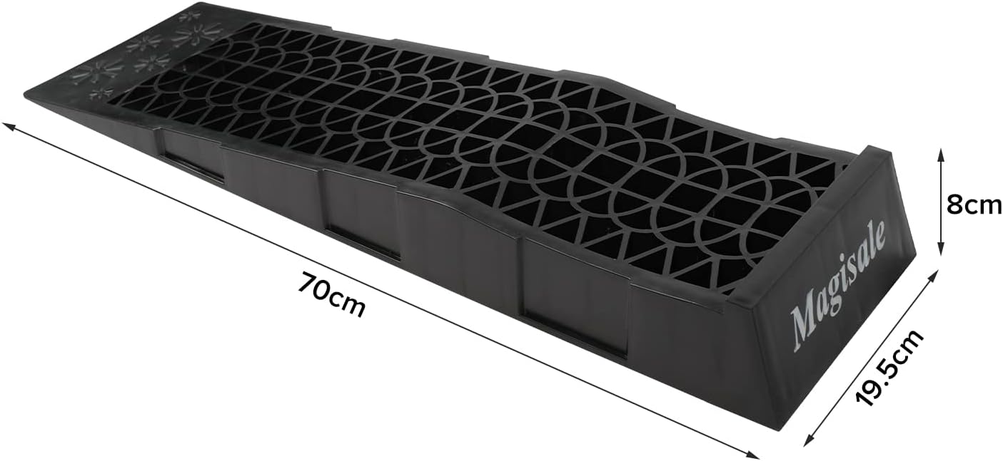 Magisale Low Profile Plastic Car Service Ramps 6 Ton Heavy Duty Truck Vehicle Ramps for Oil Changes& Maintenance- 4 Pack Pack of 2