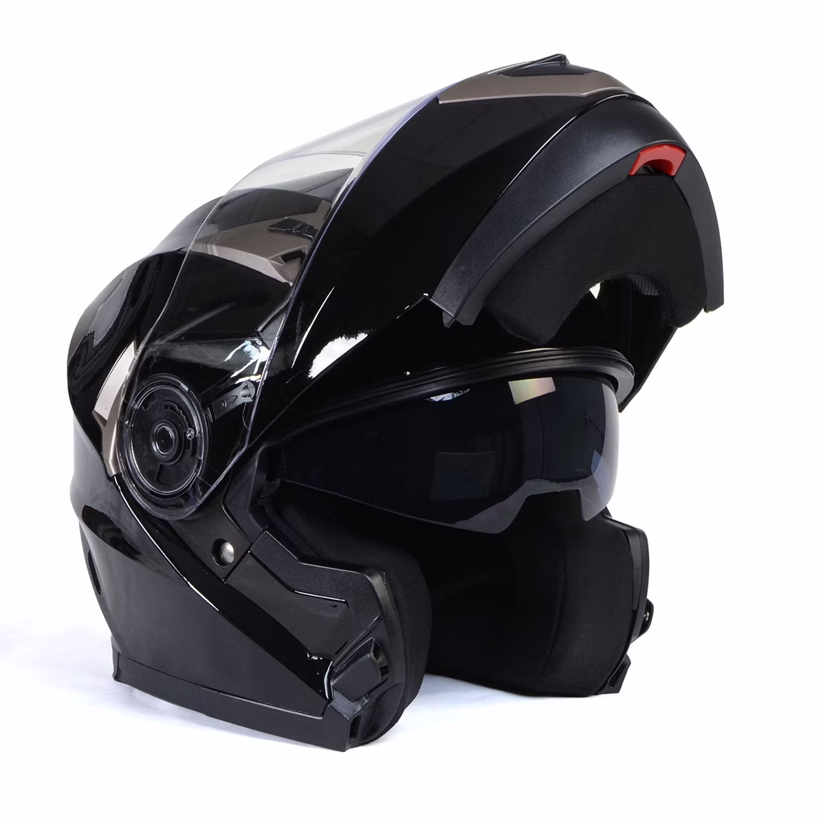 Milwaukee Helmets MPH9806DOT 'Ionized' Gloss Black Advanced Motorcycle Modular Helmet for Men and Women Biker w/ Drop Down Visor Medium