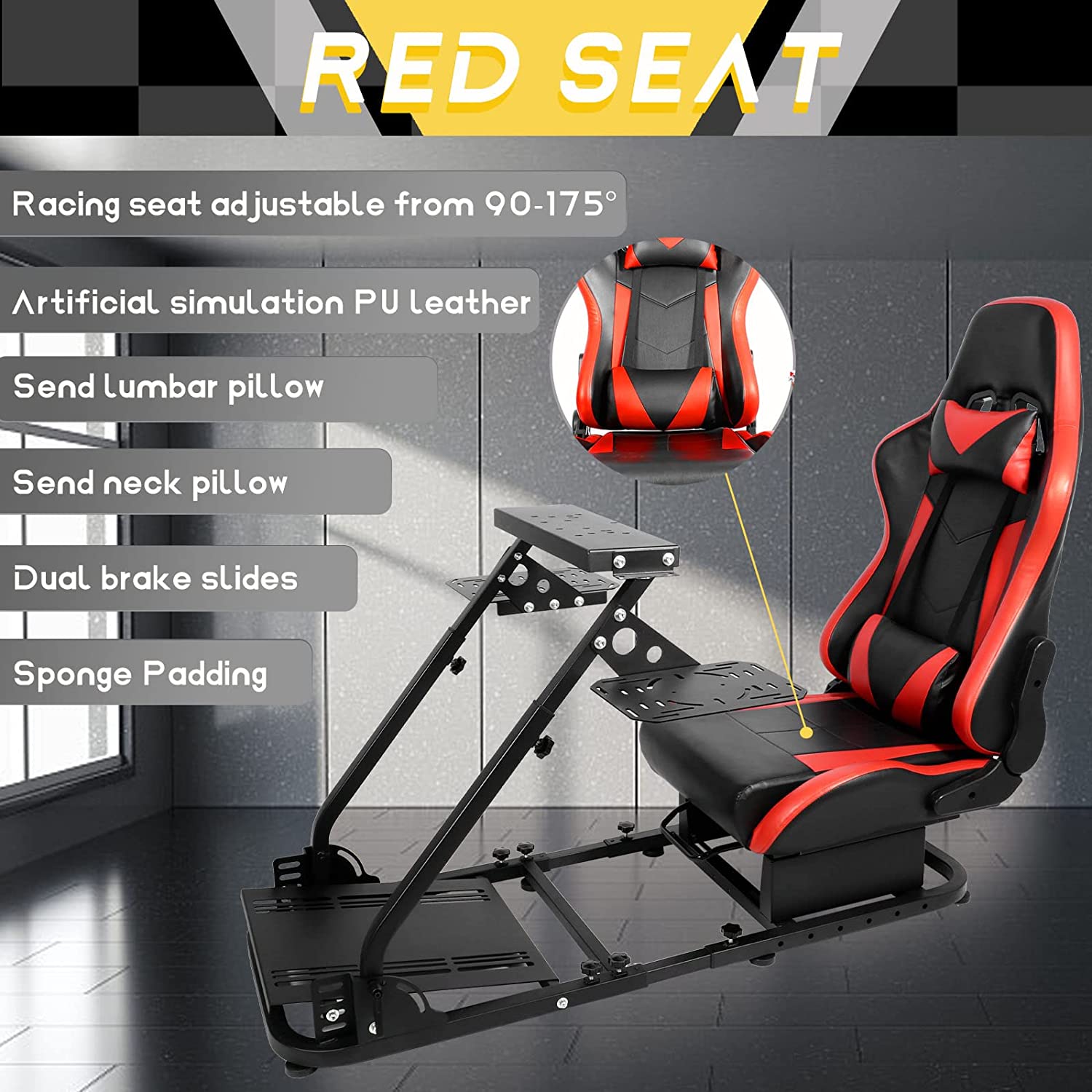 Marada Flight Racing Sim Cockpit with Game Seat Foldable Fit for HOTAS Warthog Thrustmaster Logitech
