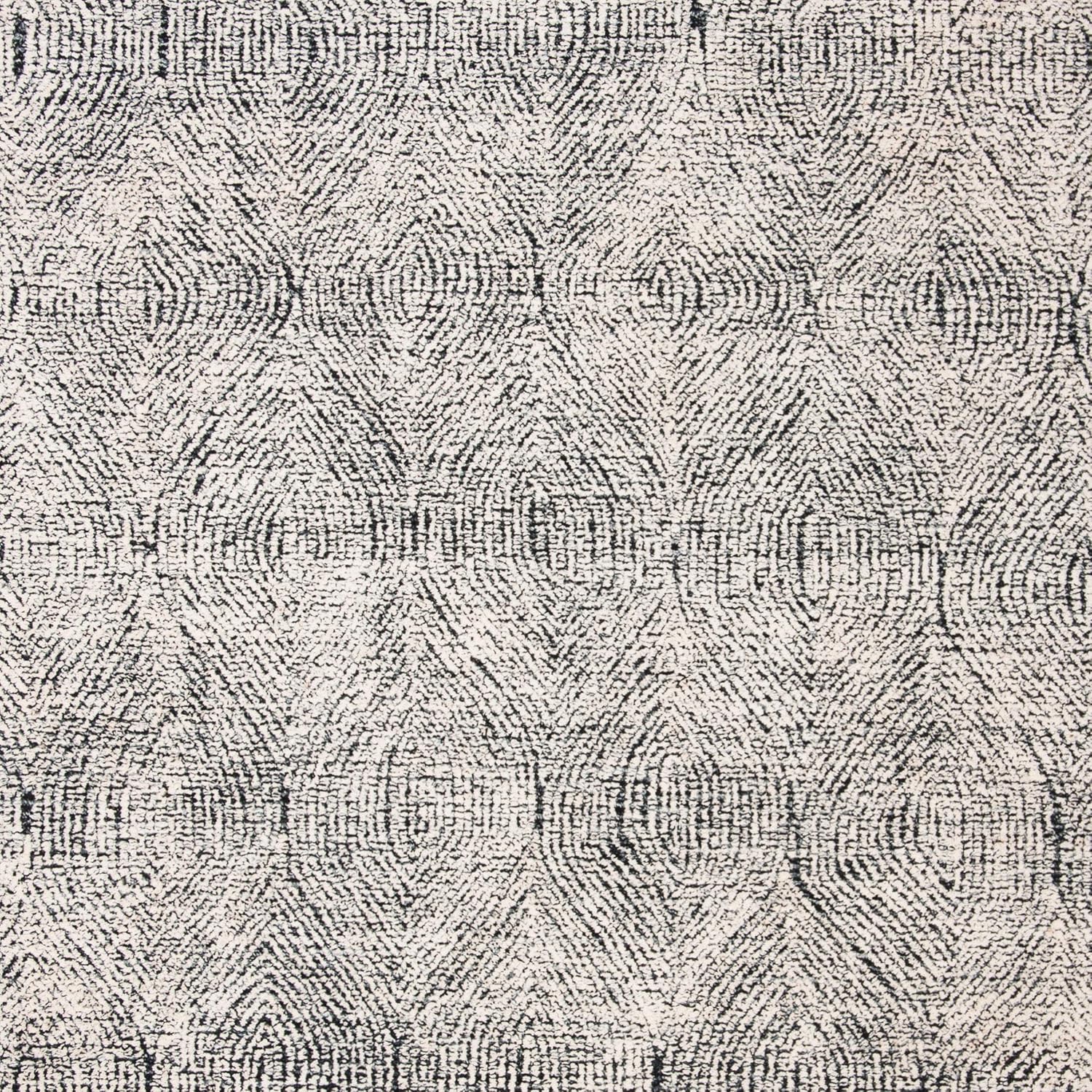 SAFAVIEH Abstract Collection Area Rug - 9' x 12', Ivory & Charcoal, Handmade Wool, Ideal for High Traffic Areas in Living Room, Bedroom (ABT340H)