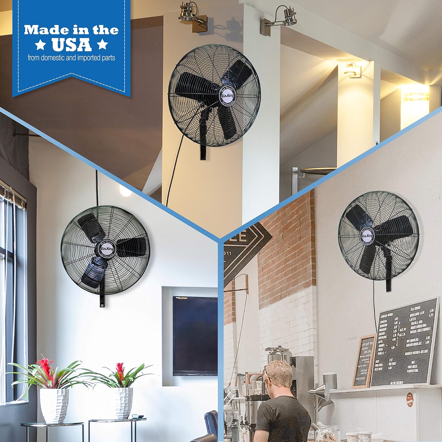 Air King 9025 24-Inch Industrial Grade Oscillating Wall Mount Fan , Black