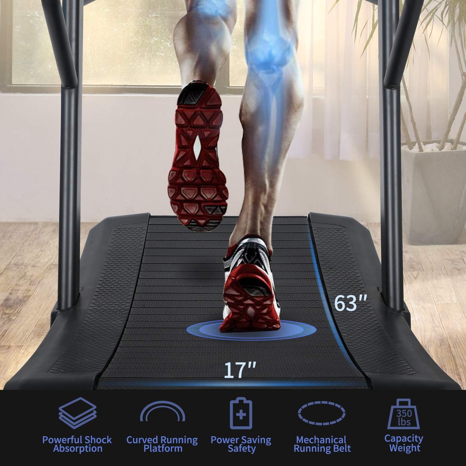 RUNOW Curved Treadmill, Non-electric Motorized Treadmill for Commercial & Home Running Machine with Customization & Resistance Adjustment