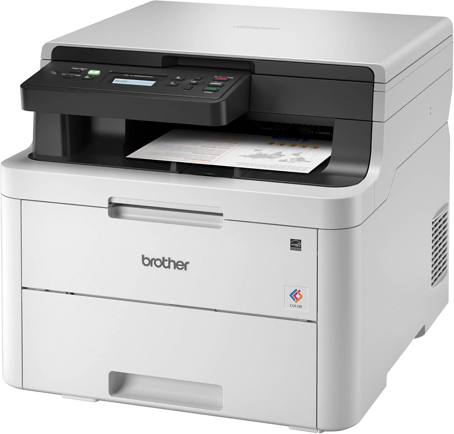 Brother HL-L3290CDW Compact Digital LED Color All-in-One Printer for Home Office with Convenient Flatbed Copy & Scan, Plus Wireless Duplex Printing, 25 ppm, 600x2400 dpi - BROAGE 6 Feet Printer Cable