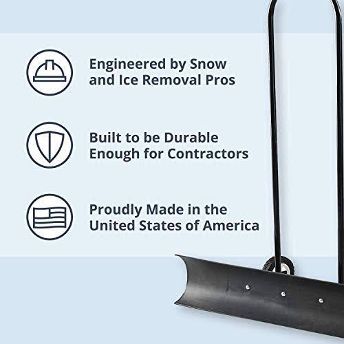 Snowcaster 70SNC 36-Inch Heavy Duty Bi-Directional Wheeled Snow Pusher, Black