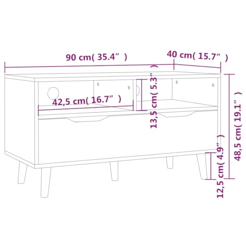 TV Stand, Center Console Storage Cabinet Small Console Table Low Tv Stand Suitable for Office Small Spaces Bedroom Living Room High Gloss White 35.4"x15.7"x19.1" Engineered Wood