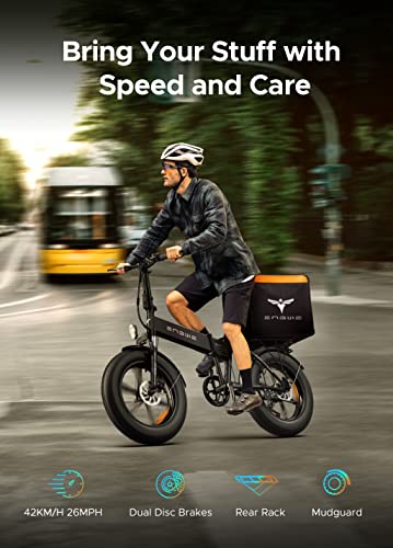 ENGWE Upgraded Folding Electric Bike - 750W Motor, 20" All Terrain Fat Tires, 7 Speed Gear E-Bike with Removable Lithium Battery - Perfect for Mountain, Beach, and City Riding with Speeds up to 26MPH - Ideal for Adult Adventurers