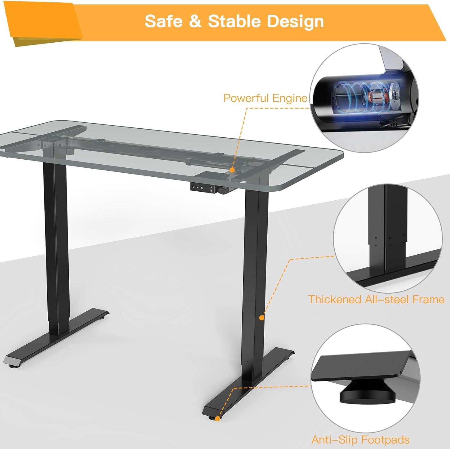 Electric Stand up Desk Frame - ErGear Height Adjustable Table Legs Sit Stand Desk Frame Up to 47.2" Ergonomic Standing Desk Base Workstation Frame Only