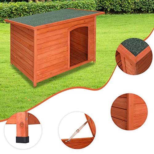 Dog House,Wooden Dog Kennel,45in Outdoor Wood Dog House,Weatherproof Dog House for Outdoor Indoor,No Tools Required for Assembly,Dog House Ideal for Small Dog Breeds(Natural Wood)