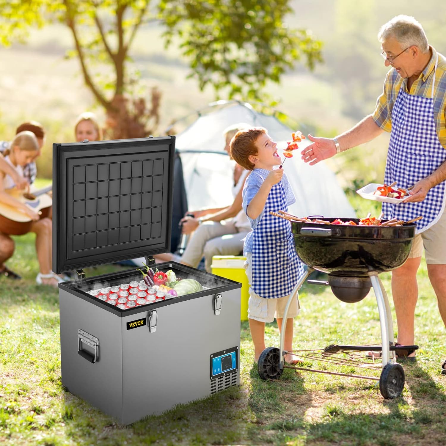 VEVOR Portable Refrigerator 48 Quart,12 Volt Refrigerator with Compressor,Metal Shell Chest Refrigerator,-4℉ to 68℉,DC 12/24V, AC 110-240V（Home & Car Use）