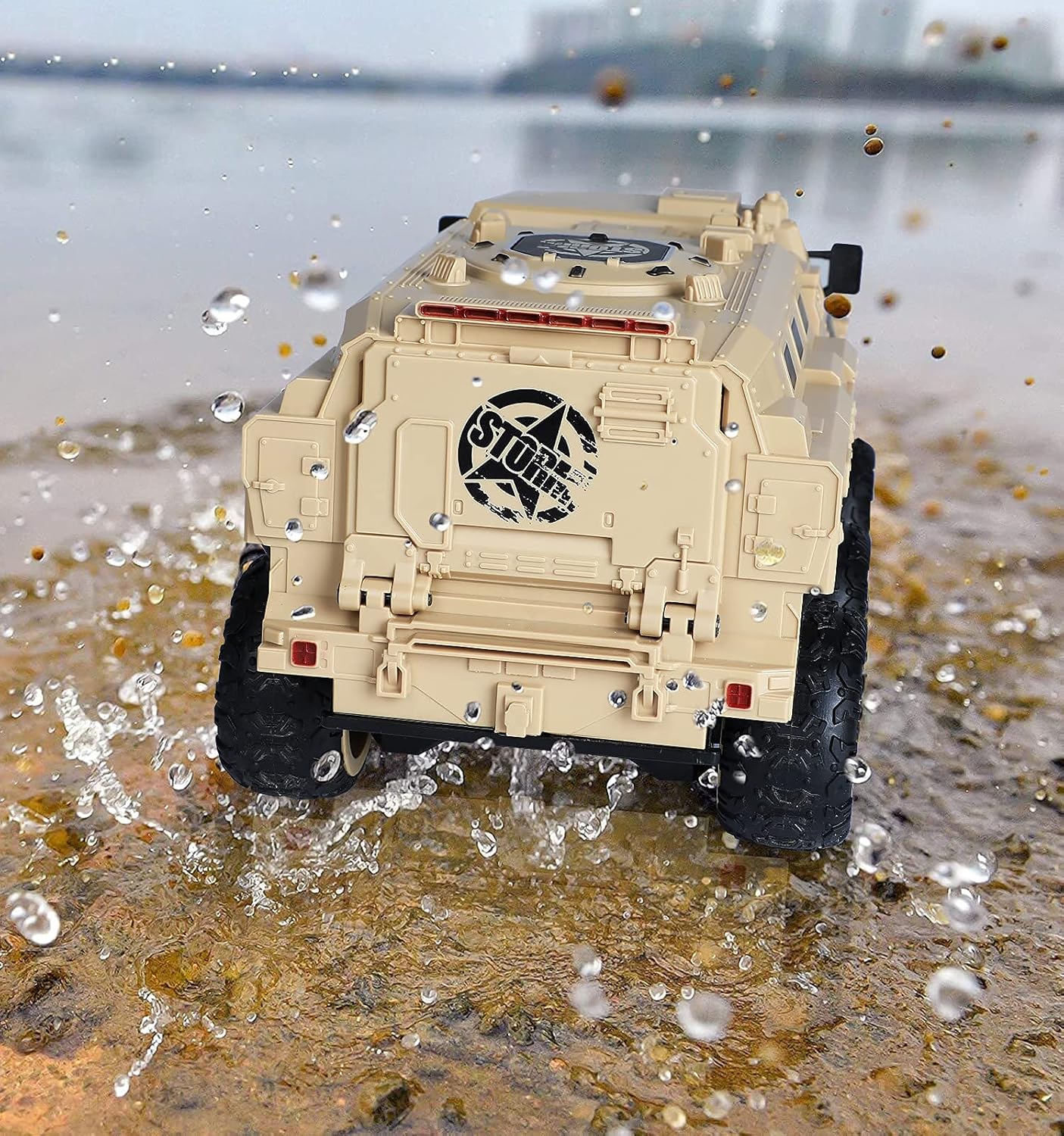 RC Army Trucks, 120 Min Play 6WD RC Military Truck, 1 16 RC Army Car, 2.4 GHz Remote Control High Speed Army Car All-Terrain Off-Road Military Tank RC Car Vehicle for Adults Kids, 2 Batteries