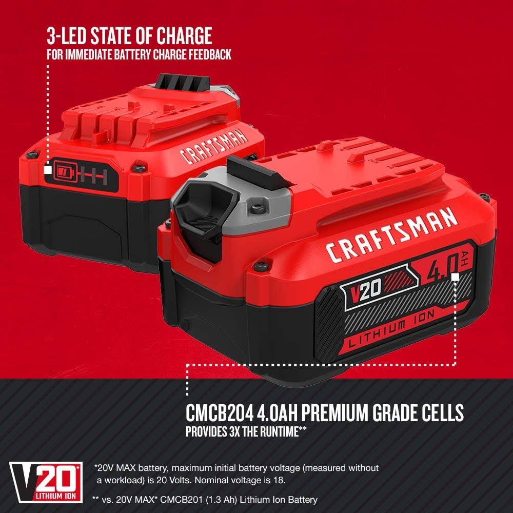 Craftsman CMCB204-2 20V 4.0Ah Lithium Ion Battery 2-Pack