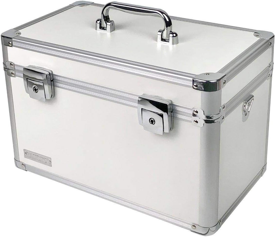 Vaultz Large Locking Storage Case with Dividers, 14 L x 9.12 H x 8.5 W Inches, White (VZ00068)