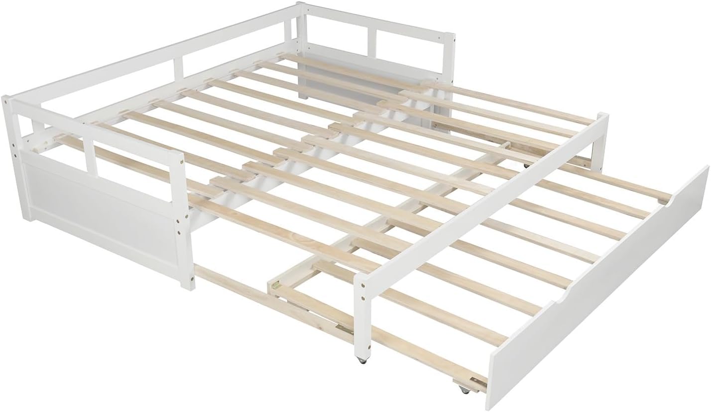 Extending Daybed with Trundle, Wooden Daybed with Trundle, White