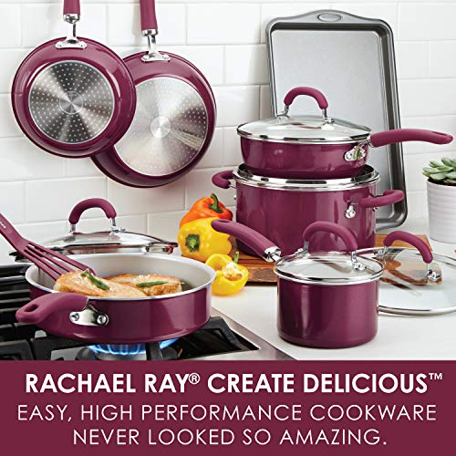 Rachael Ray Create Delicious Nonstick Cookware Pots and Pans Set, 13 Piece, Gray Shimmer