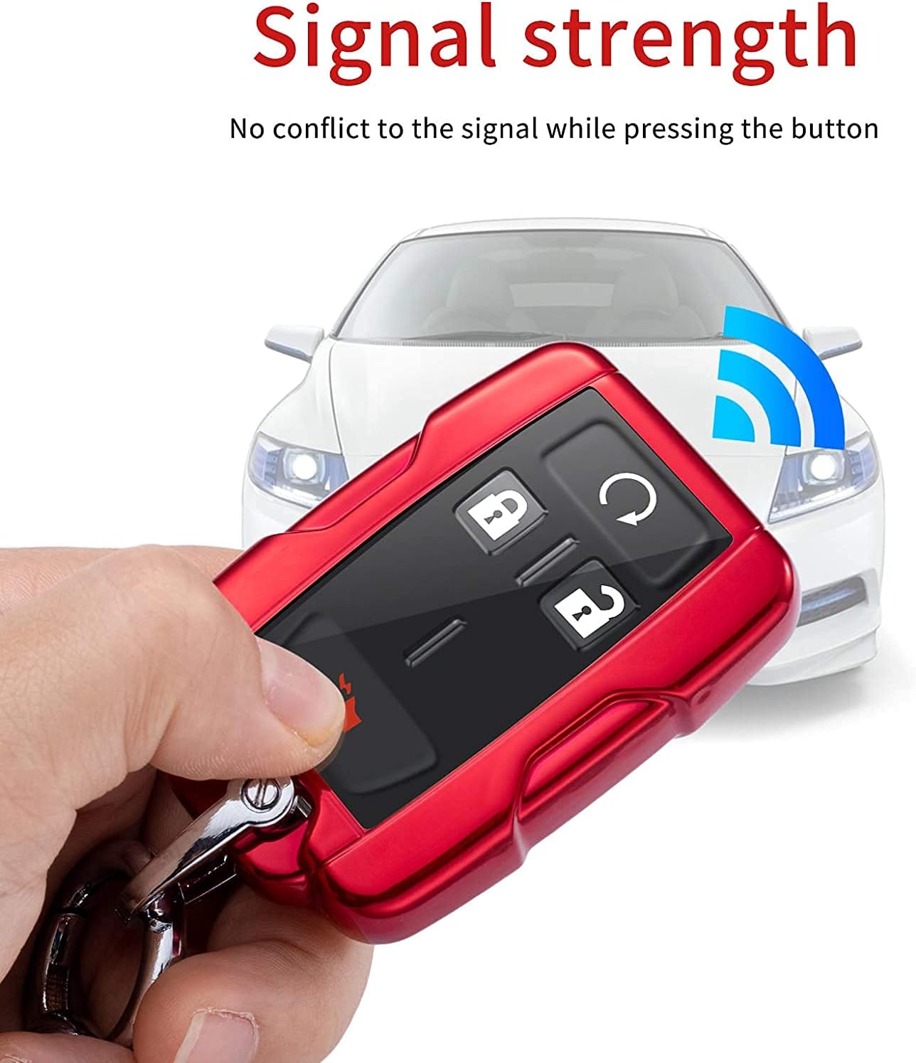 Key Fob Cover Case for 2014-2018 1500 2500HD 3500HD 2015-2018 Canyon Key Cover Smart Remote 3/4/5/6 Button Control Protector 3/4/5/6 Button ��red��