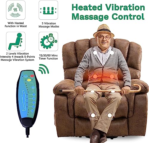 VIVIJASON Large Dual OKIN Motor Lay Flat Sleeper Lift Recliner Chair with Heat & Massage for Elderly, Infinite Position Electric Power Recliner with 2 Remote Controls, Side Pockets & USB Ports, Sand