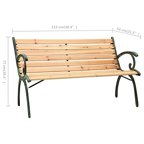 Patio Benches Patio Bench 48.4" Cast Iron and Solid Firwood,Sturdy Wooden Patio Bench with Cast Iron Legs for Outdoor Garden Outdoor Furniture & Accessories