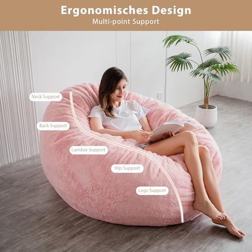 BYBYME 3 in 1 Bean Bag Chairs, Bean Bag Bed for Adults High-Density Foam Filling, Convertible Sofa Bed Faux Fur, Giant Bean Bag Chairs for Adults