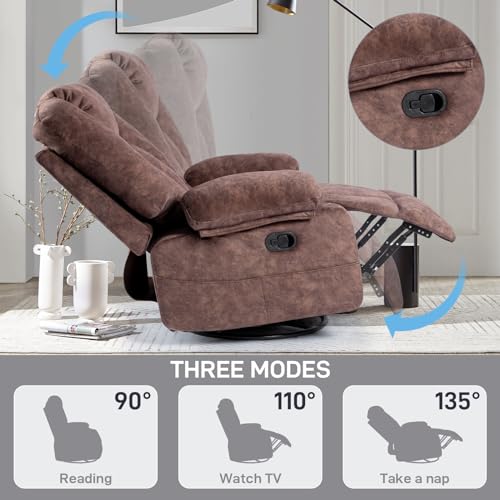 Recliner Chair Massage Rocker with Heated Modern Ergonomic Lounge 360 Degree Swivel Single Sofa Seat Living Room Lounge Recliners on Clearance Foam Filling