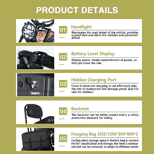 Oryxearth 36V Battery Powered Mini Electric Bike, Mini Dirt Bike for Kids, Electric Motorcycle for Kids Ages Over 13