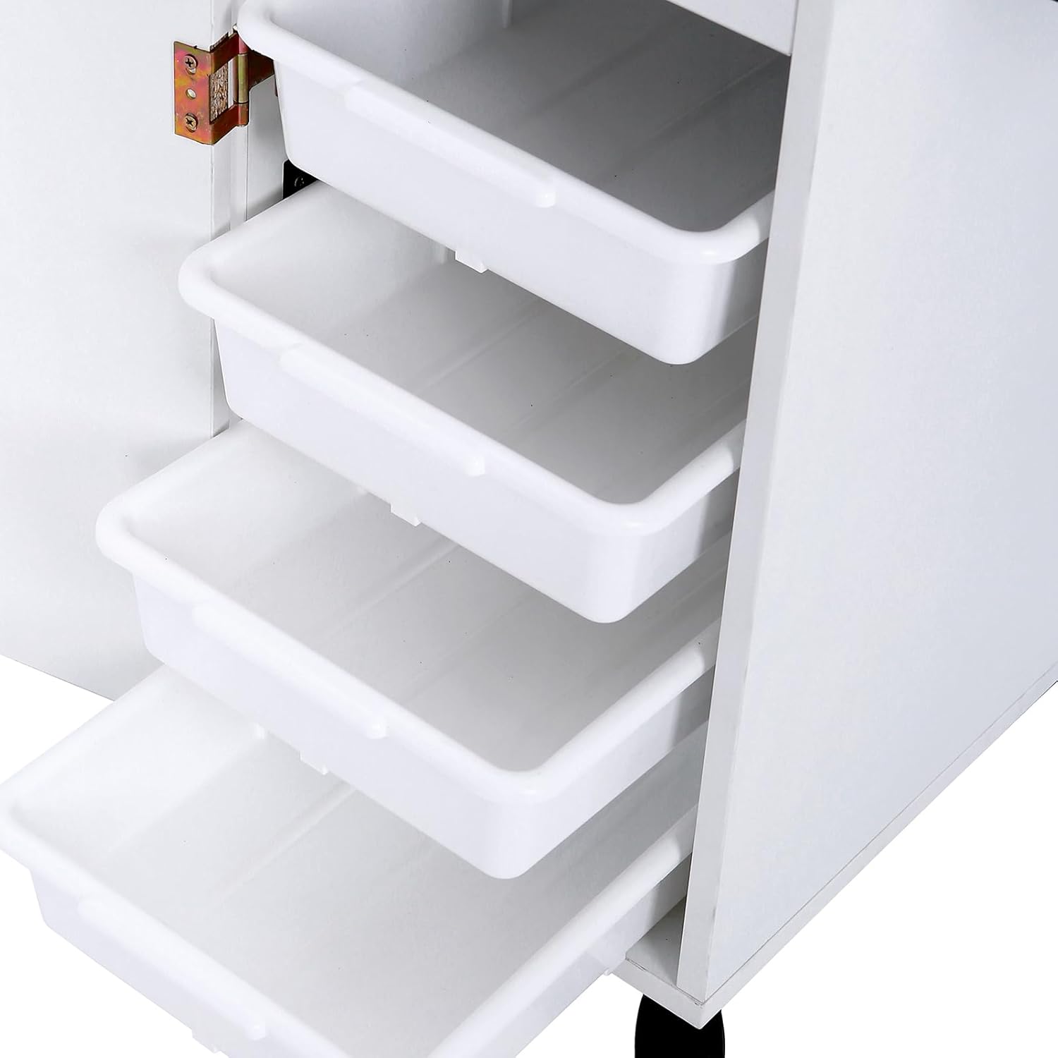 Rolling Hair Salon Storage Cart with Wheels & 3 Hair Dryer Holders & Drawers & Lock Hairdressing Tools Station Mobile Makeup Case SPA Utility Trolley,Space Saving Rolling Beauty Cart for Extra Storage