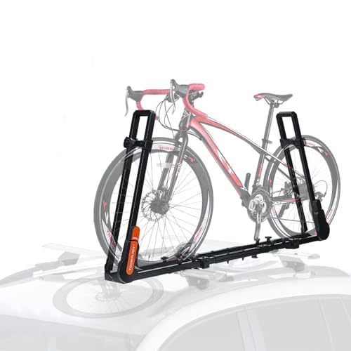 TOOENJOY Folding Hitch Bike Rack, Heavy Duty Bicycle Carrier Platform with Single Load Arm and Tier Strap, Fits 2" Hitch Receiver for SUV Pickup Truck, 2-Bike Capacity