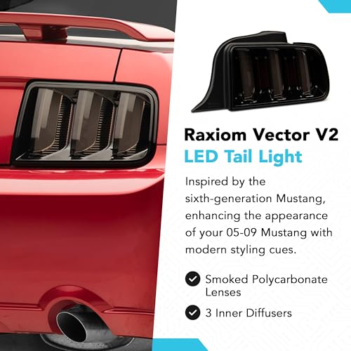 Raxiom Gen5 Tail Lights; Black Housing; Smoked Lens (05-09 Mustang)