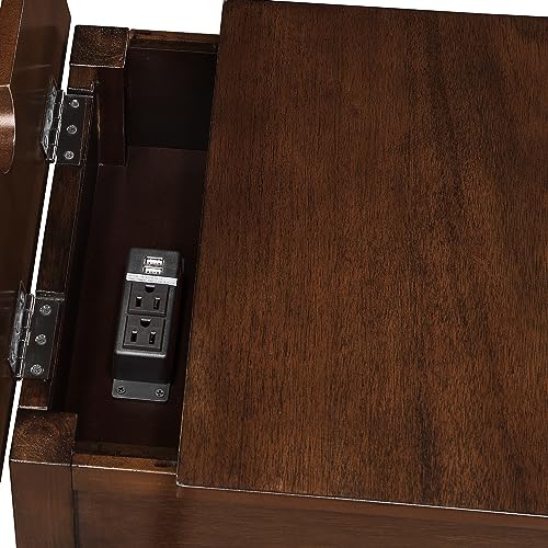 Convenience Concepts Country Oxford End Table with Charging Station, Espresso