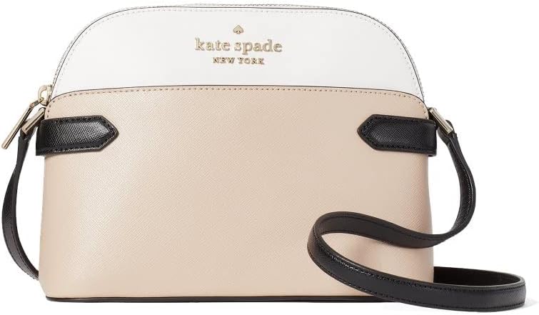 Kate Spade Staci Colorblock Dome Saffiano Leather Crossbody Bag Purse Handbag, WARM BEIGE MULTI