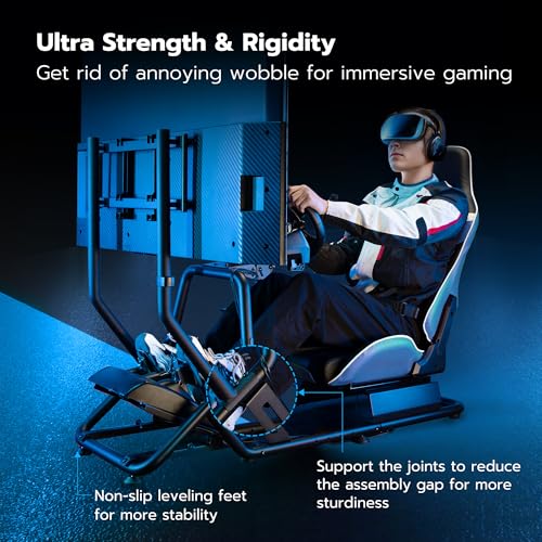 ARES WING Racing Simulator Cockpit with Monitor Mount and Seat, Formula and GT Sim Racing Cockpit Compatible with Fanatec, Thrustmaster, Logitech, Moza Racing Games on PS5, PS4, Xbox and PC