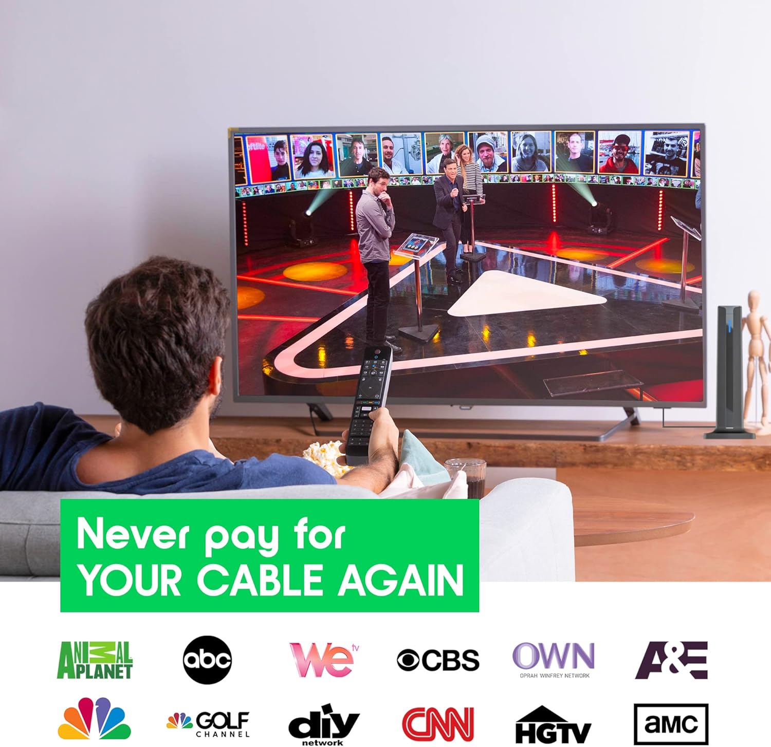 [2022 Model] Digital Amplified Indoor Tv Antenna – Powerful Best Amplifier Signal Booster 270+ Miles Range Support 4K Full HD Smart and Older Tvs with 9.8ft Coaxial Cable, Unique Tv Accessories Pack of 2