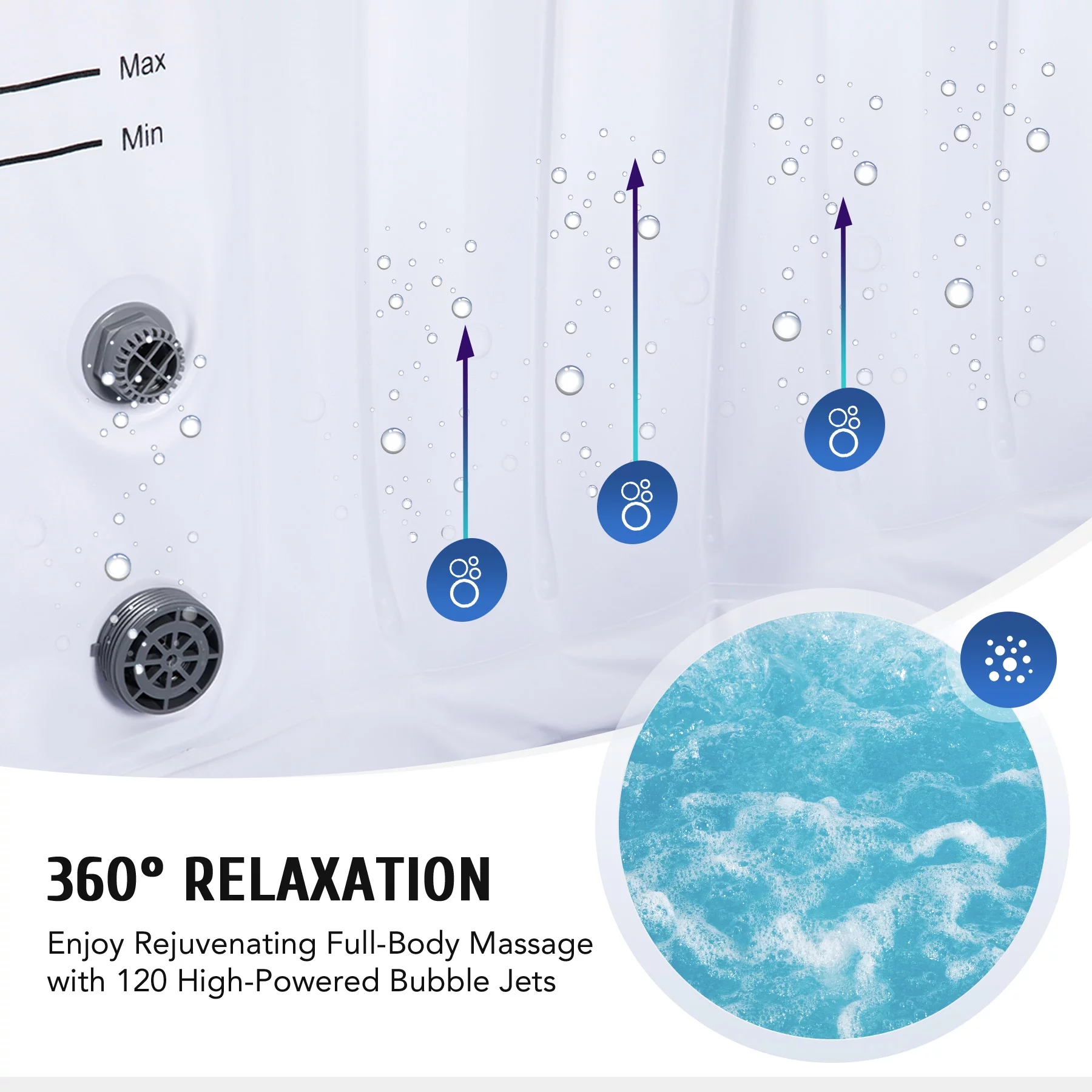 CO-Z 2-4 Person 5' Inflatable Spa Tub with 120 Air Jets Heater Electric Pump Outdoor Hot Tub Black