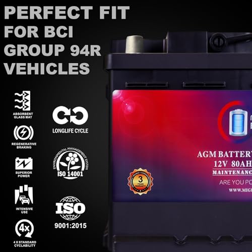 Mighty Max Battery MM-H5 Start and Stop Car BCI Group Size 47 12V 60 AH, 100RC, 680 CCA Rechargeable AGM Car Battery