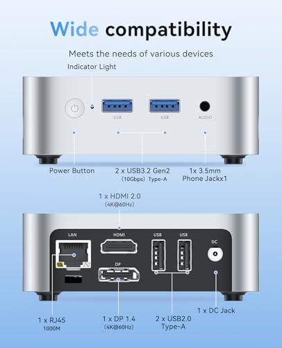 ACEMAGIC N150 Vista Mini PC V1, Twin Lake N150(Beat N100/N95, up to 3.6GHz), 16GB DDR4 RAM 512 SSD Mini Computers,11 Pro Desktop 4K Dual Display/HDMI/WiFi/BT/LAN for Home/Office