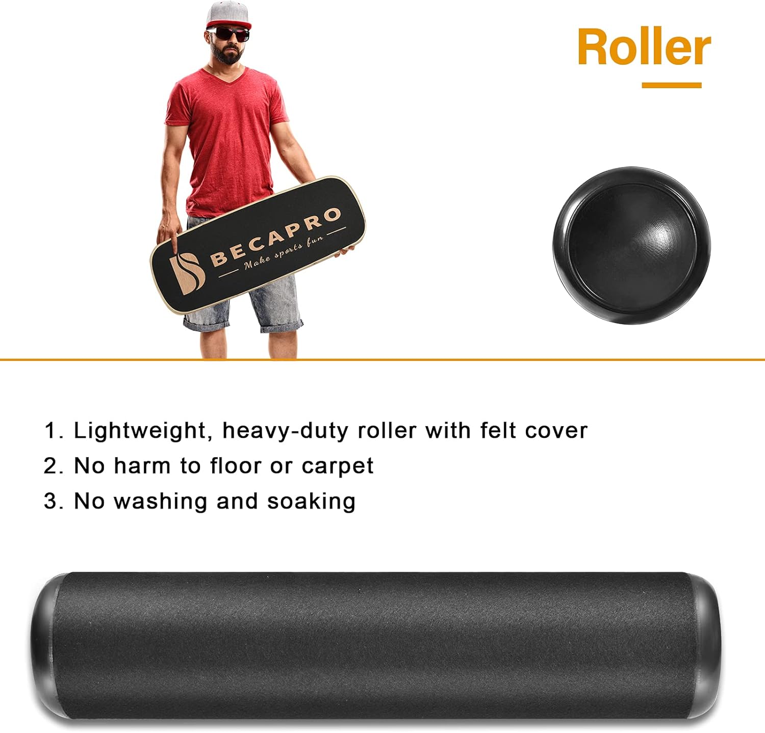 BECAPRO Balance Board Trainer, Wooden Balance Board with Adjustable Stoppers -3 Different Distance Options-Balance Exercise Equipment for Fitness Workout, Hockey‎, Surfing, Skateboarding and Snowboarding