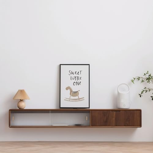 tv Units for Living Room Floating TV Unit, 70.8''/78.7'' Wall Mounted TV Cabinet, Floating Shelves with Door, Modern Wood Entertainment Media Console Center Large Storage TV Bench for Living Room Bed