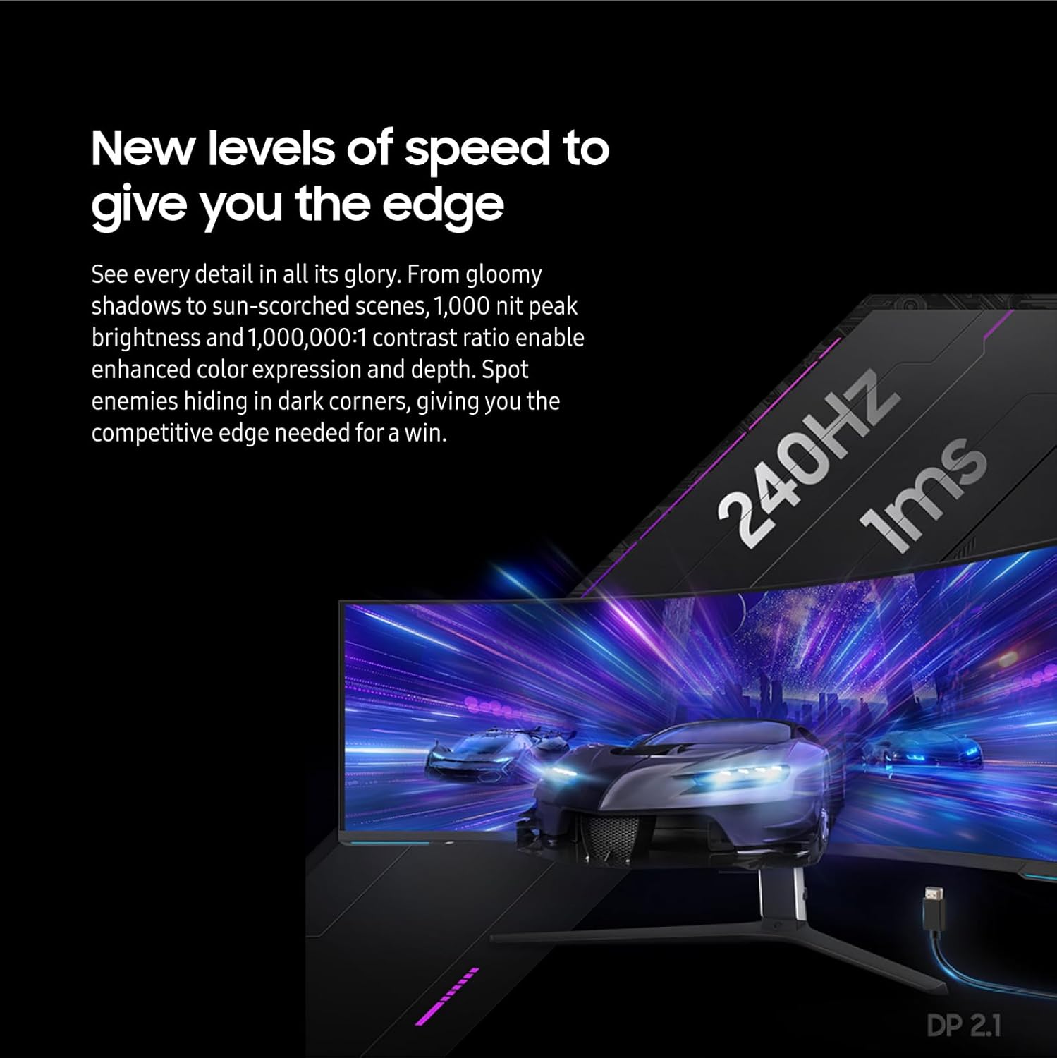 SAMSUNG 57" Odyssey Neo G9 Series Dual 4K UHD 1000R Curved Gaming Monitor, 240Hz, 1ms with DisplayPort 2.1, Quantum Mini-LED, DisplayHDR 1000, AMD FreeSync Premium Pro, LS57CG952NNXZA, 2023 (Renewed)